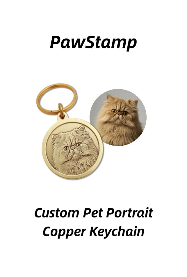 PawStamp™ Custom Pet Portrait Copper Keychain